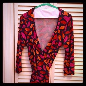Diane von Furstenberg vintage red lips wrap dress